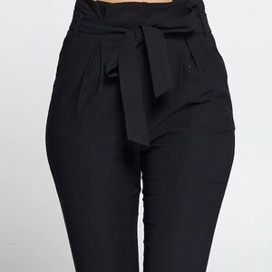 Urban Planet Black High-Waisted Paper Bag Pants